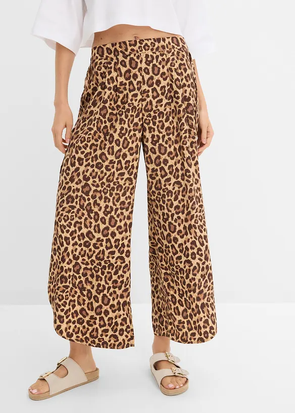 Palazzo-Hose mit Schlitz in beige von vorne - bonprix