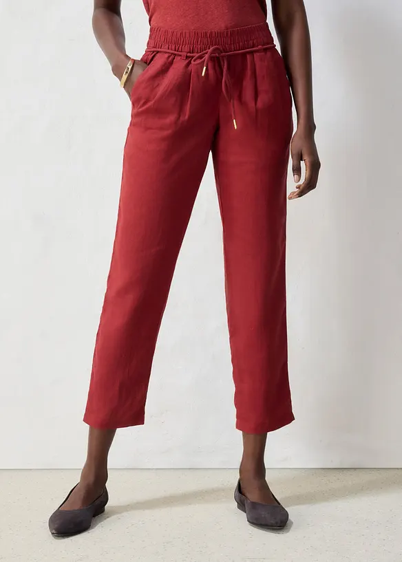 Schlupfhose aus reinem Leinen in rot von vorne - bonprix Schlupfhose aus reinem Leinen in rot von vorne - bonprix