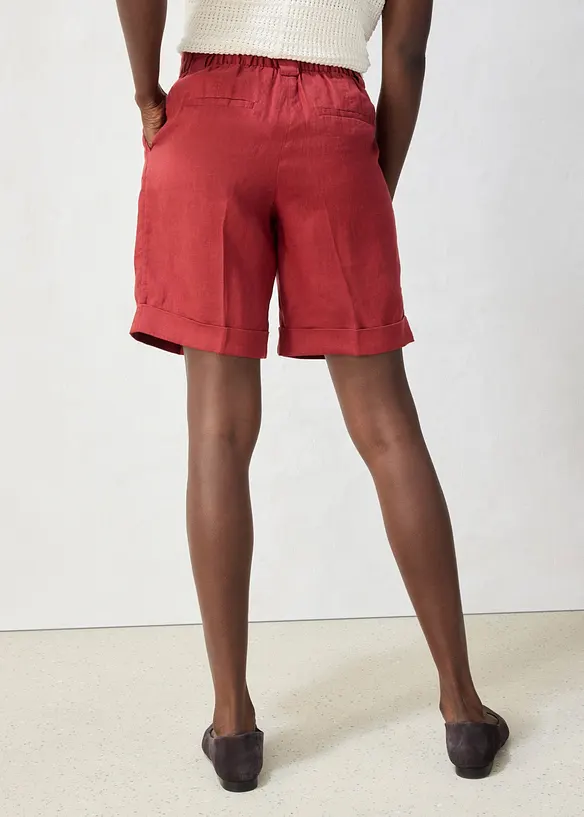 Bermudashorts aus reinem Leinen in rot von hinten - bonprix