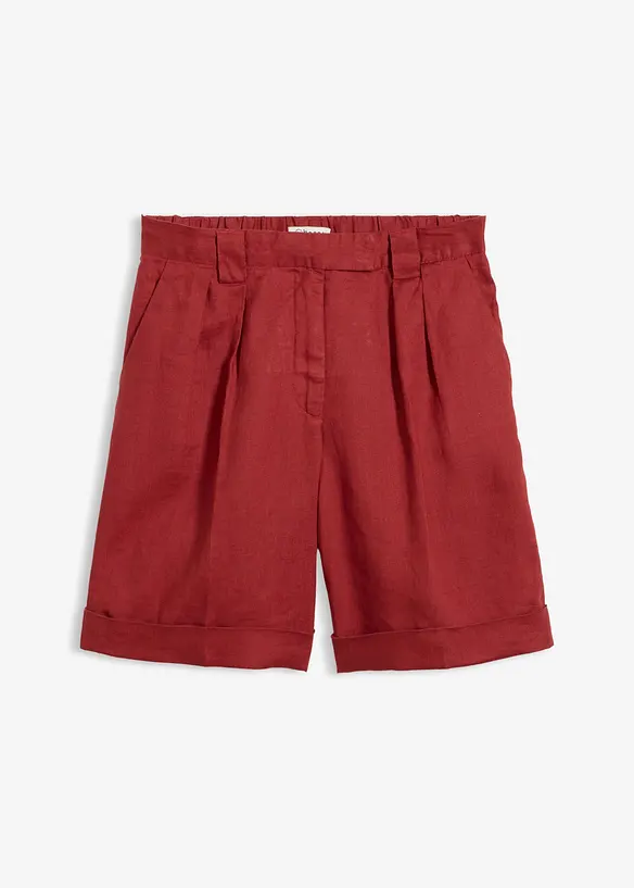 Bermudashorts aus reinem Leinen in rot von vorne - bonprix