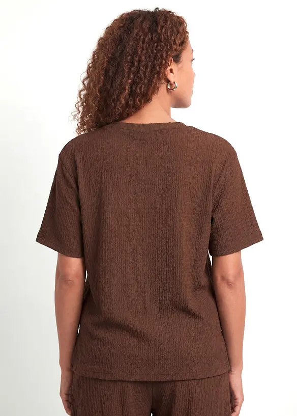 Shirt aus Borkencrepe in braun von hinten (im Anschnitt) - bonprix