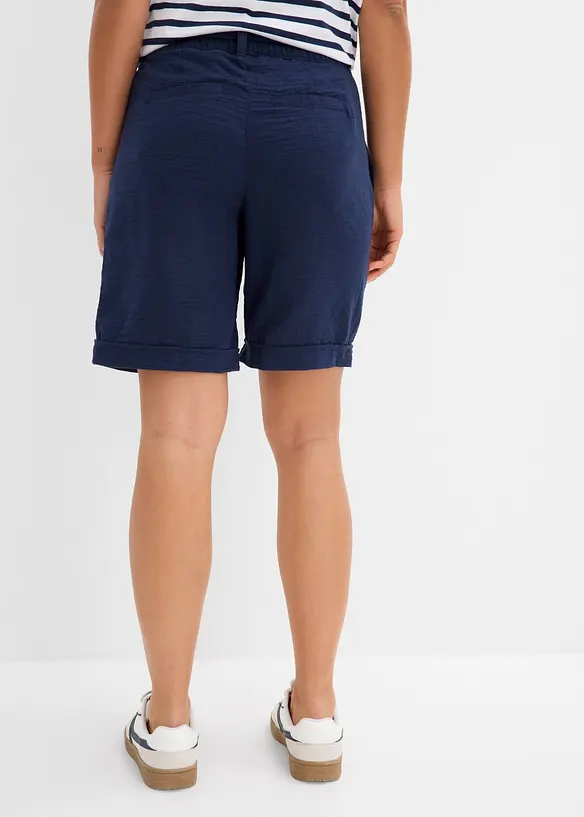Bermuda in Leinen-Optik in blau von hinten - bonprix