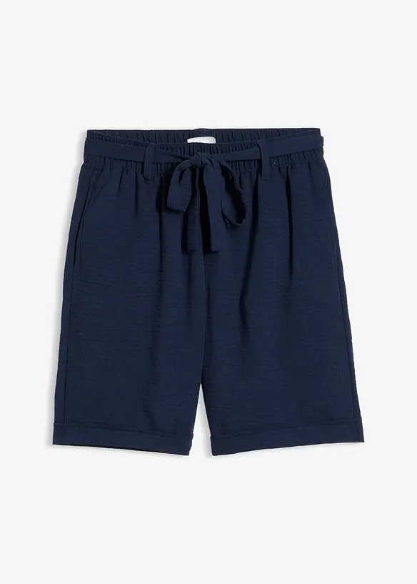 Bermuda in Leinen-Optik in blau von vorne - bonprix