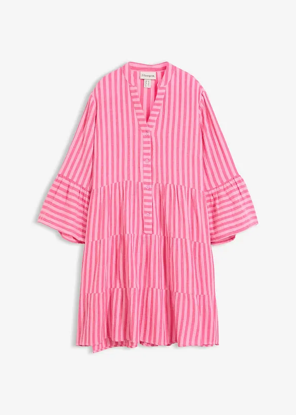 Musselin-Tunikakleid aus reiner Baumwolle in rosa von vorne - bonprix Musselin-Tunikakleid aus reiner Baumwolle in rosa von vorne - bonprix