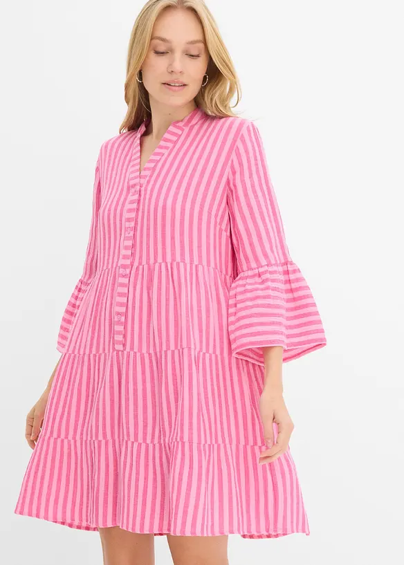 Musselin-Tunikakleid aus reiner Baumwolle in rosa von vorne (Totalaufnahme) - bonprix Musselin-Tunikakleid aus reiner Baumwolle in rosa von vorne (Totalaufnahme) - bonprix