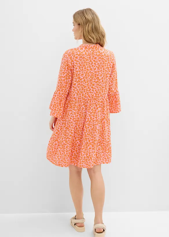 Musselin-Tunikakleid  aus reiner Baumwolle in orange von hinten (Totalaufnahme) - bonprix