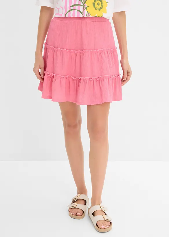Minirock in strukturiertem Material in rosa von vorne - bonprix