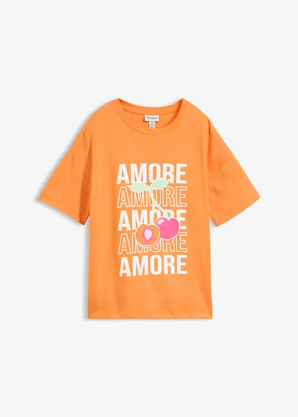 Oversize-Shirt aus reiner Bio-Baumwolle in orange von vorne - bonprix
