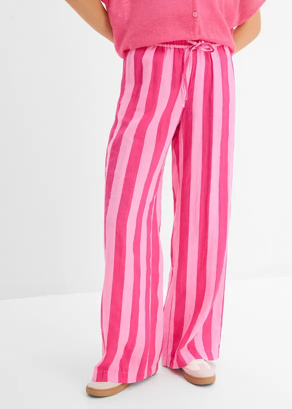 Schlupfhose aus luftigem Musselin in rosa von vorne - bonprix