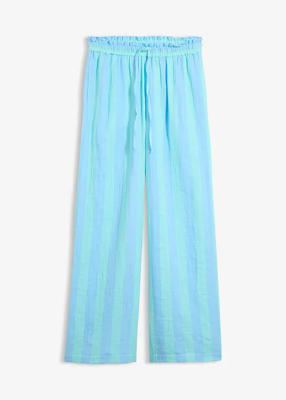 Schlupfhose aus luftigem Musselin in blau von vorne - bonprix