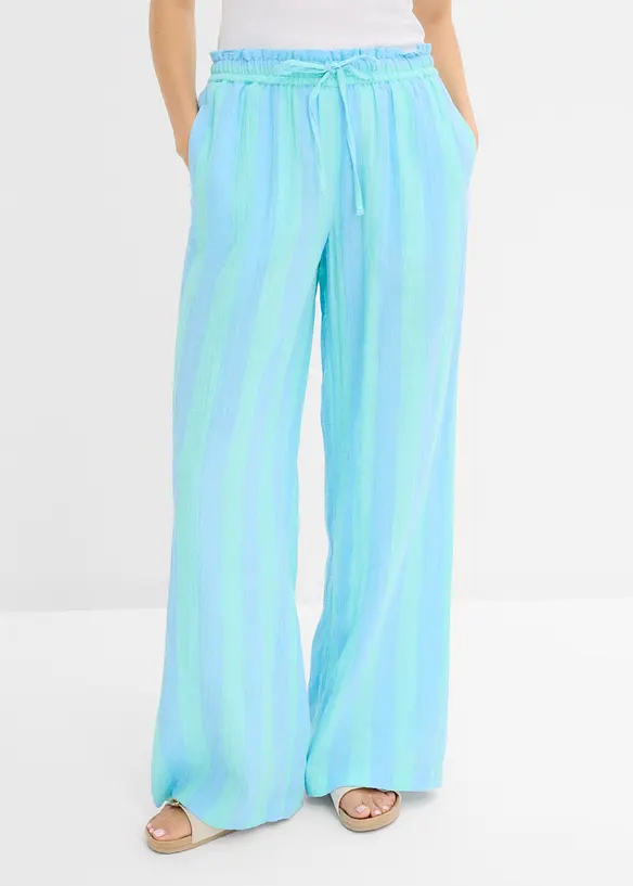 Schlupfhose aus luftigem Musselin in blau von vorne - bonprix