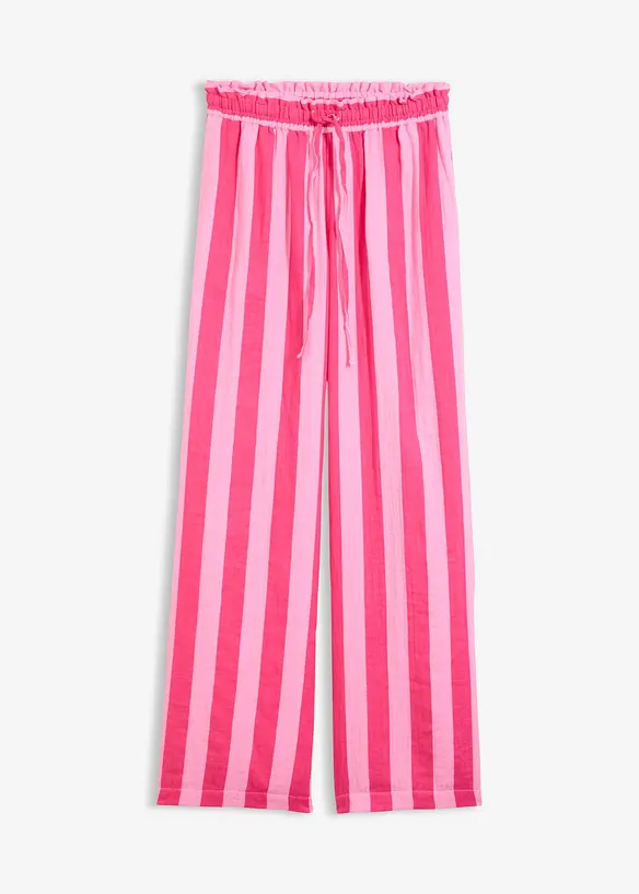 Schlupfhose aus luftigem Musselin in rosa von vorne - bonprix