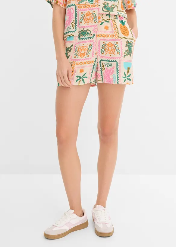Shorts aus fließender Viskose in beige von vorne - bonprix