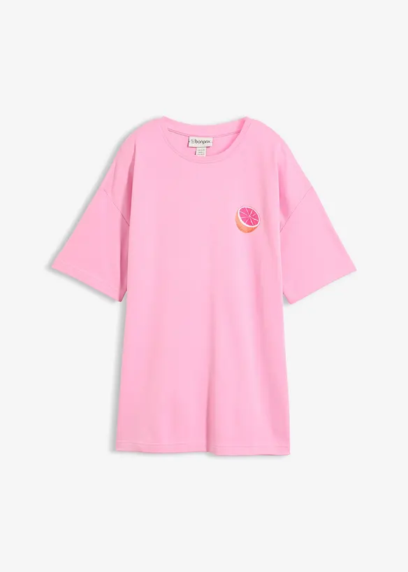 Oversize-Shirt aus reiner Bio-Baumwolle in rosa von vorne - bonprix