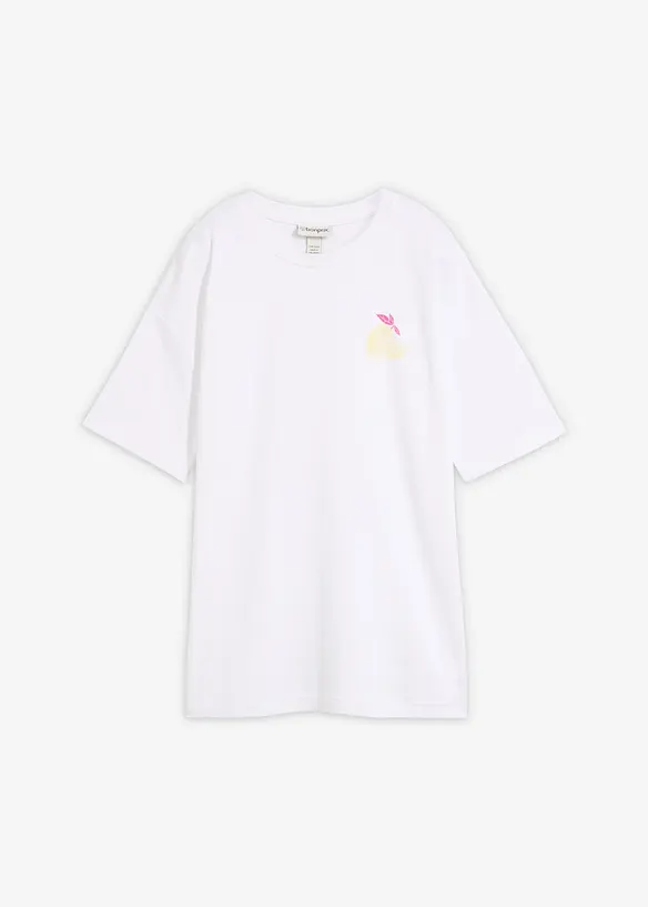 Oversize-Shirt aus reiner Bio-Baumwolle in weiß von vorne - bonprix