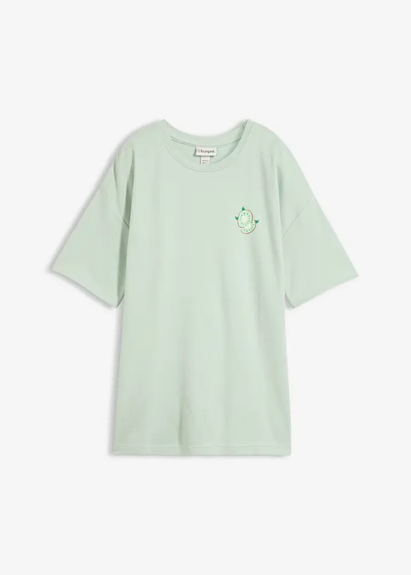 Oversize-Shirt aus reiner Bio-Baumwolle in grün von vorne - bonprix