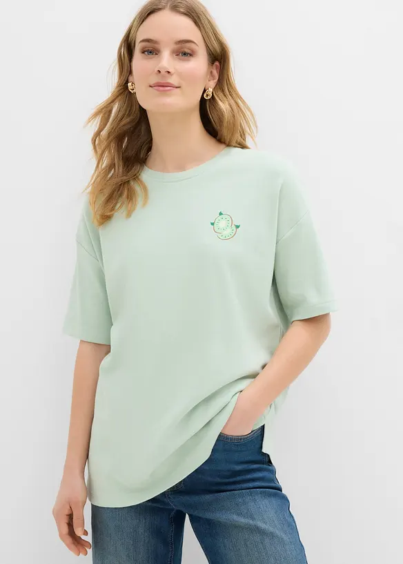 Oversize-Shirt aus reiner Bio-Baumwolle in grün von hinten (im Anschnitt) - bonprix