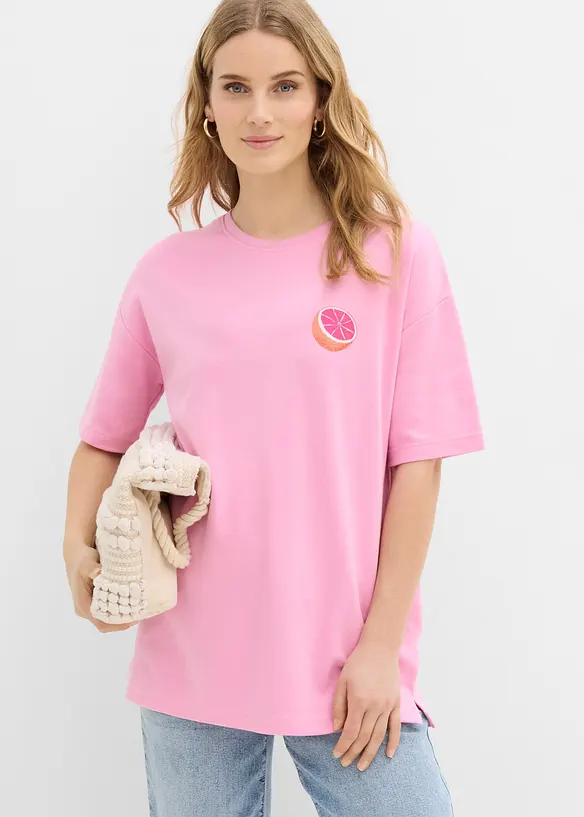 Oversize-Shirt aus reiner Bio-Baumwolle in rosa von hinten (im Anschnitt) - bonprix
