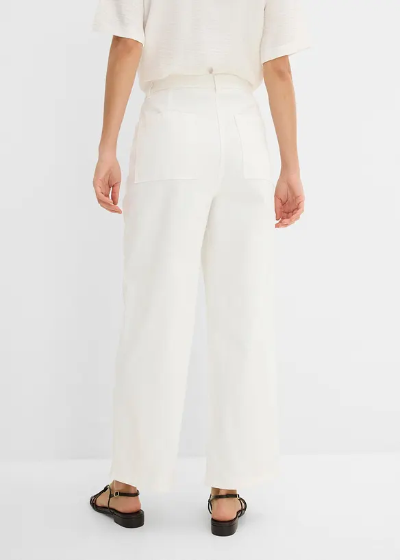 Twillhose aus Baumwoll-Mix mit Broidery Anglaise in weiß von hinten - bonprix
