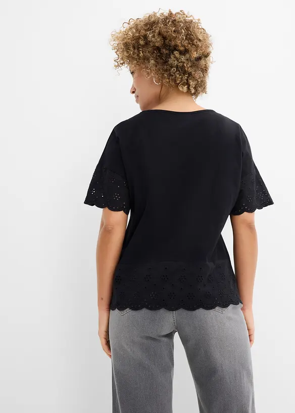Shirt aus reiner Bio-Baumwolle in schwarz von hinten (im Anschnitt) - bonprix