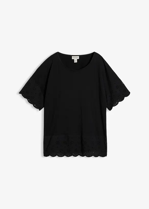 Shirt aus reiner Bio-Baumwolle in schwarz von vorne - bonprix