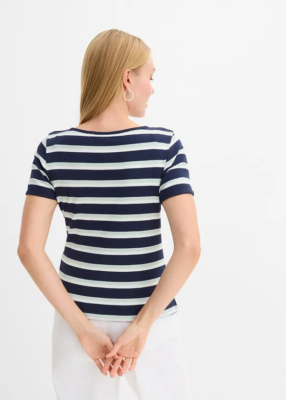 Ripp-Shirt aus Bio-Baumwolle in blau von hinten (im Anschnitt) - bonprix Ripp-Shirt aus Bio-Baumwolle in blau von hinten (im Anschnitt) - bonprix