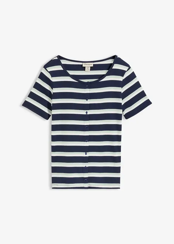 Ripp-Shirt aus Bio-Baumwolle in blau von vorne - bonprix Ripp-Shirt aus Bio-Baumwolle in blau von vorne - bonprix
