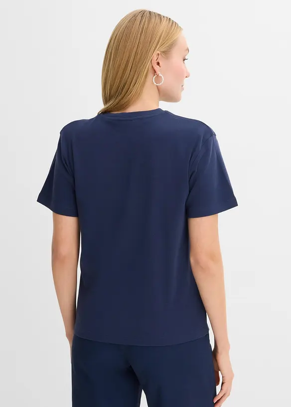 T-Shirt aus reiner Bio-Baumwolle in blau von hinten (im Anschnitt) - bonprix