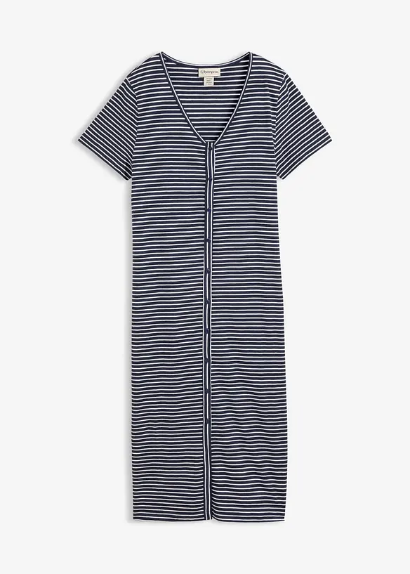 Shirtkleid aus reiner Bio-Baumwolle in blau von vorne - bonprix