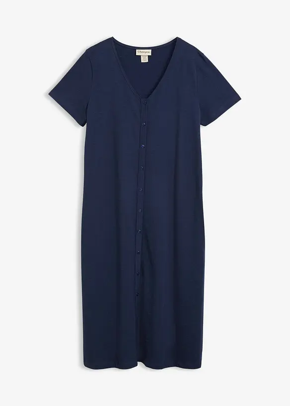 Shirtkleid aus reiner Bio-Baumwolle in blau von vorne - bonprix
