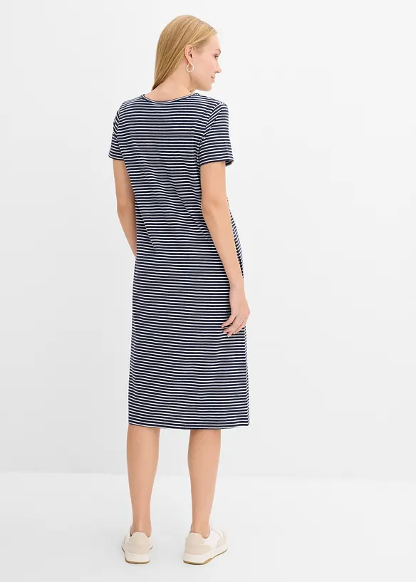 Shirtkleid aus reiner Bio-Baumwolle in blau von hinten (Totalaufnahme) - bonprix