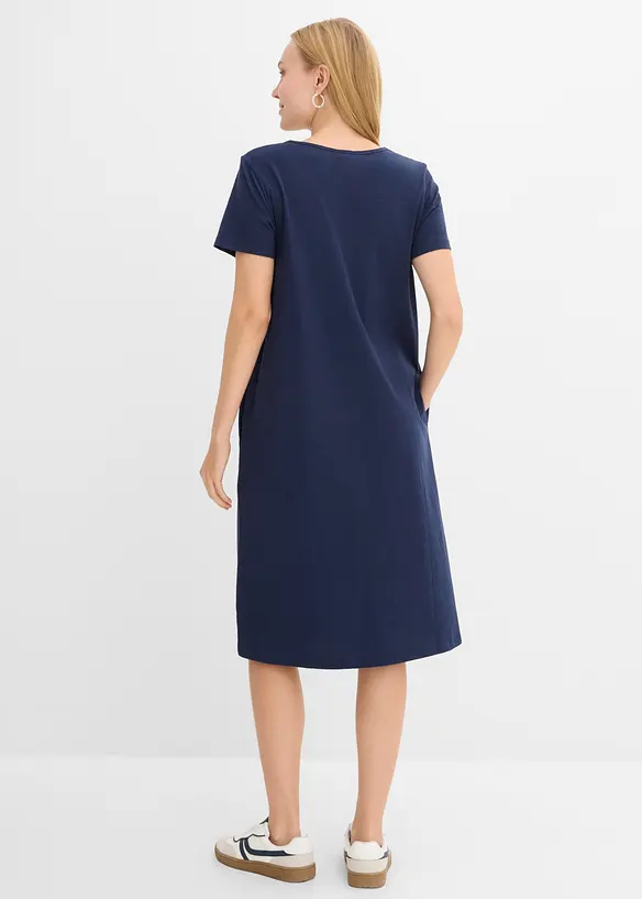 Shirtkleid aus reiner Bio-Baumwolle in blau von hinten (Totalaufnahme) - bonprix