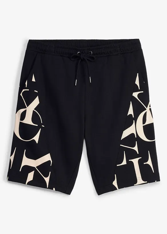 Sweat-Bermuda in schwarz von vorne - bonprix