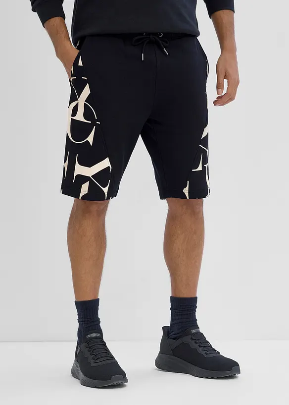 Sweat-Bermuda in schwarz von vorne - bonprix