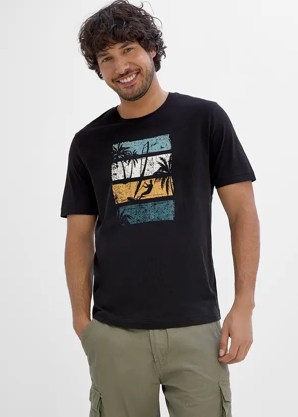 T-Shirt aus reiner Bio-Baumwolle in schwarz von vorne (im Anschnitt) - bonprix T-Shirt aus reiner Bio-Baumwolle in schwarz von vorne (im Anschnitt) - bonprix