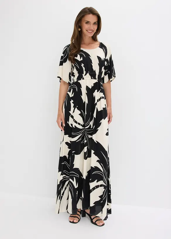 Maxikleid aus fließender Viskose in weiß von vorne (Totalaufnahme) - bonprix Maxikleid aus fließender Viskose in weiß von vorne (Totalaufnahme) - bonprix