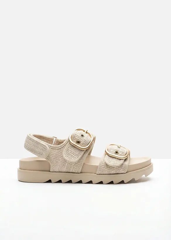 Plateau-Sandalen in Bouclé-Optik in beige - bonprix