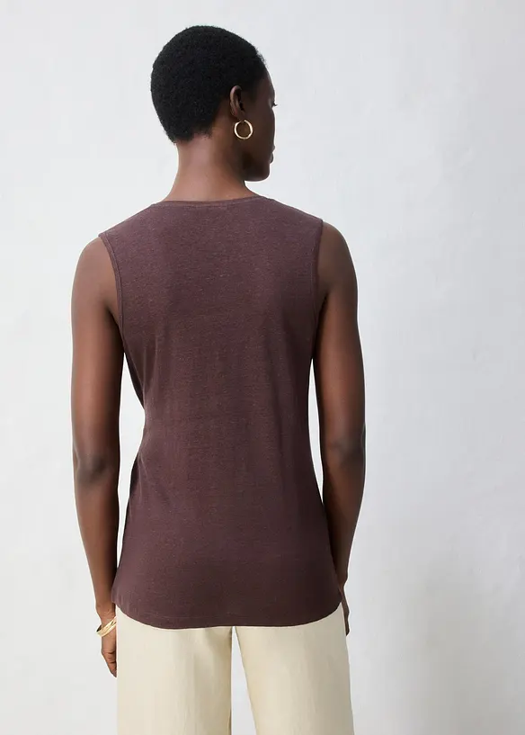 Wickelshirttop aus reinem Leinen in braun von hinten (im Anschnitt) - bonprix