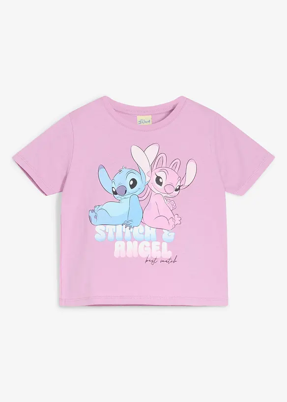 Disney Stitch & Angel T-Shirt in lila von vorne - Lilo & Stitch