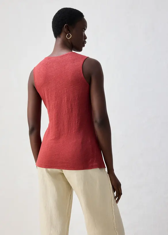 Wickelshirttop aus reinem Leinen in rot von hinten (im Anschnitt) - bonprix Wickelshirttop aus reinem Leinen in rot von hinten (im Anschnitt) - bonprix