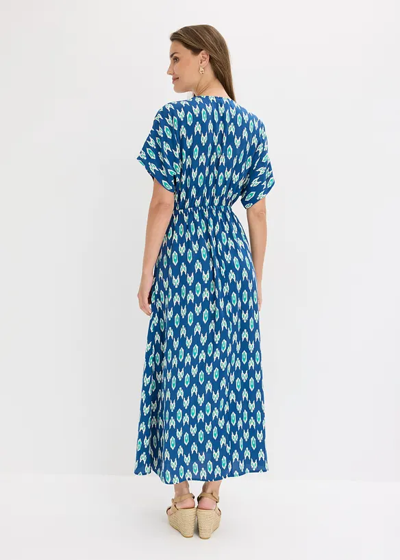 Maxikleid aus fließender Viskose in blau von hinten (Totalaufnahme) - bonprix