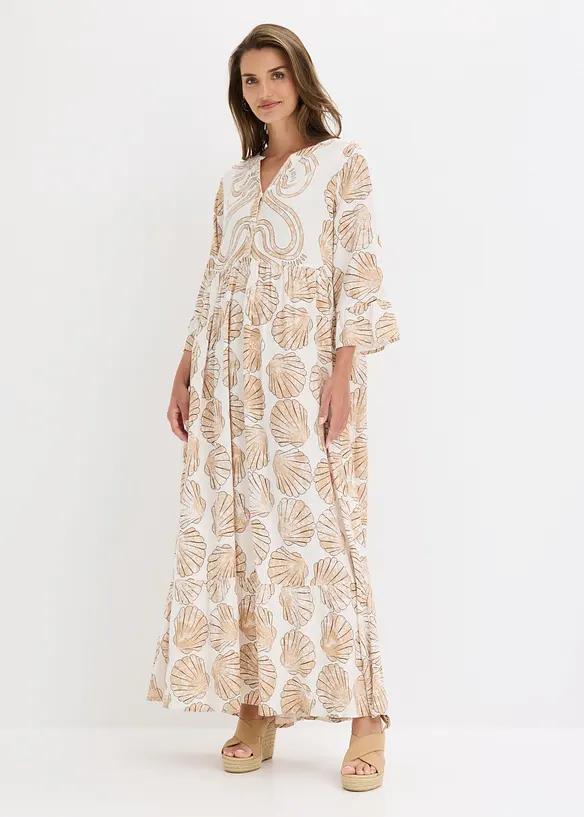Tunika-Kleid aus fließender Viskose in weiß von vorne (Totalaufnahme) - bonprix Tunika-Kleid aus fließender Viskose in weiß von vorne (Totalaufnahme) - bonprix