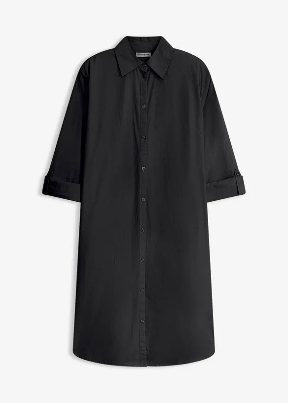 Hemdblusenkleid aus Baumwoll-Popeline in schwarz von vorne - bonprix Hemdblusenkleid aus Baumwoll-Popeline in schwarz von vorne - bonprix