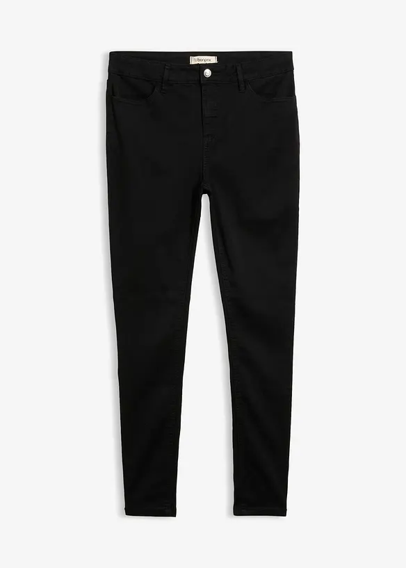 Super-Stretch-Jeans aus leichtem Material in schwarz von vorne - bonprix