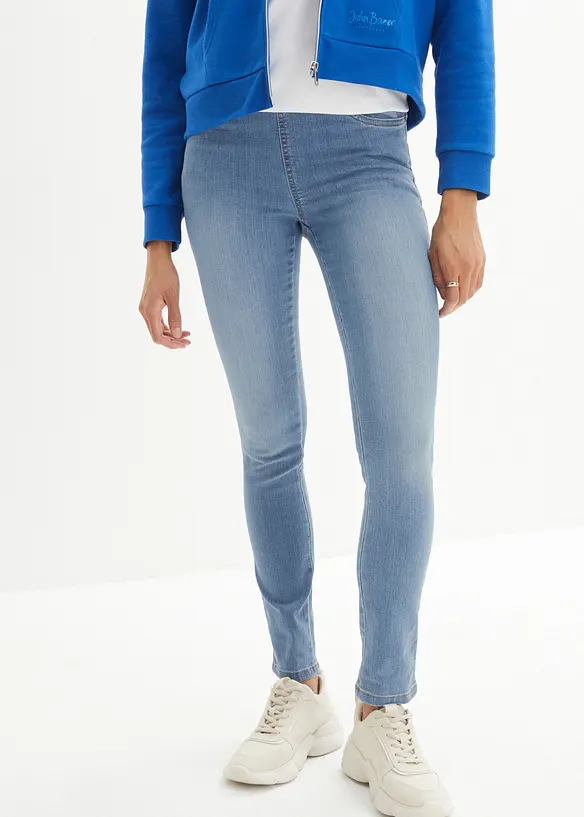 Komfort-Stretch-Treggings in blau von vorne - bonprix