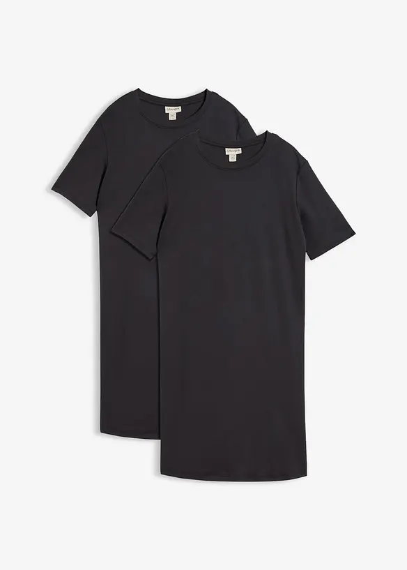 Shirtkleid (2er-Pack) in schwarz von vorne - bonprix Shirtkleid (2er-Pack) in schwarz von vorne - bonprix