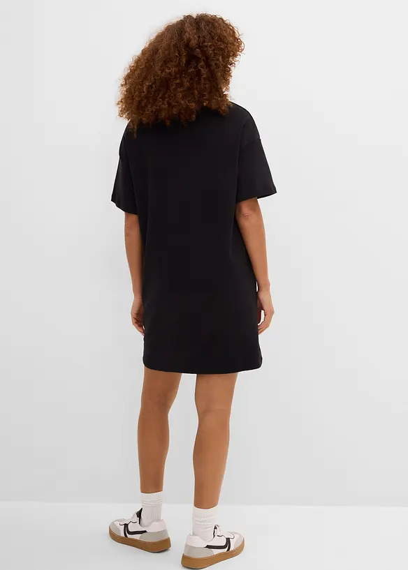 Oversize-Shirtkleid mit aus reiner Baumwolle (2er Pack) in schwarz von hinten (Totalaufnahme) - bonprix
