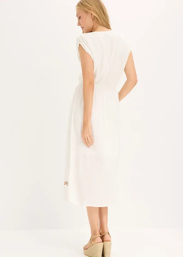 Midikleid aus fließender Viskose in weiß von hinten (Totalaufnahme) - bonprix