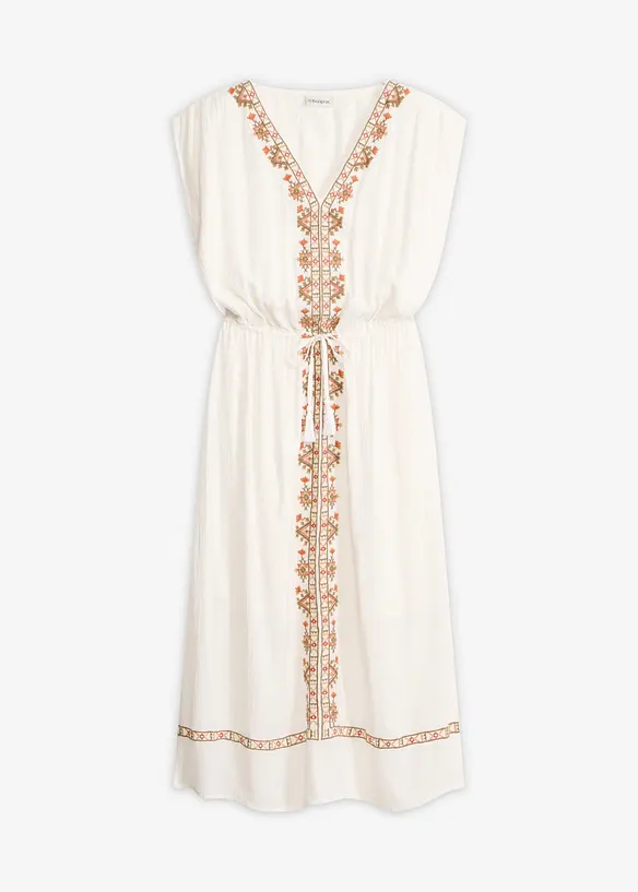 Midikleid aus fließender Viskose in weiß von vorne - bonprix