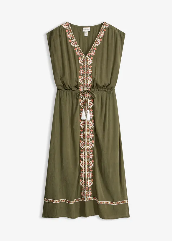 Midikleid aus fließender Viskose in grün von vorne - bonprix